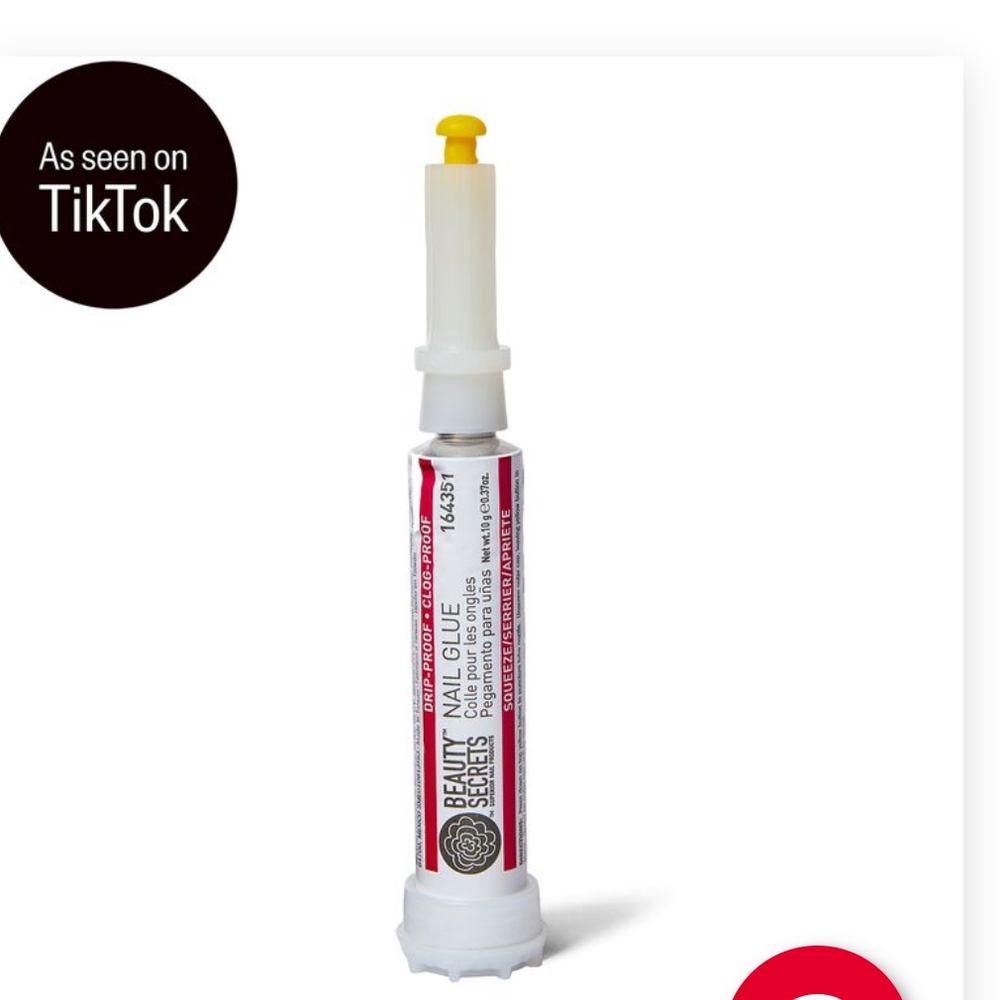 Beauty Secrets Nail Glue with Red and White Design
